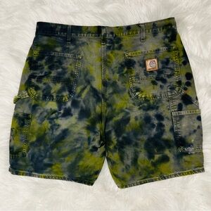 Vintage CARHARTT Carpenter Shorts - Upcycled Green Tie Dye